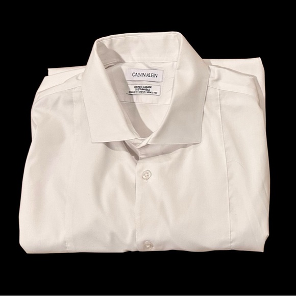 Calvin Klein Men's White Dress Shirt Like New 17-17 1/2 34/35 - Picture 3 of 12